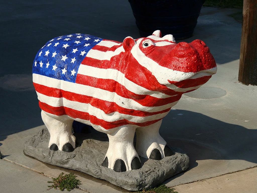The iconic Hutto Hippo statue in downtown Hutto, Texas